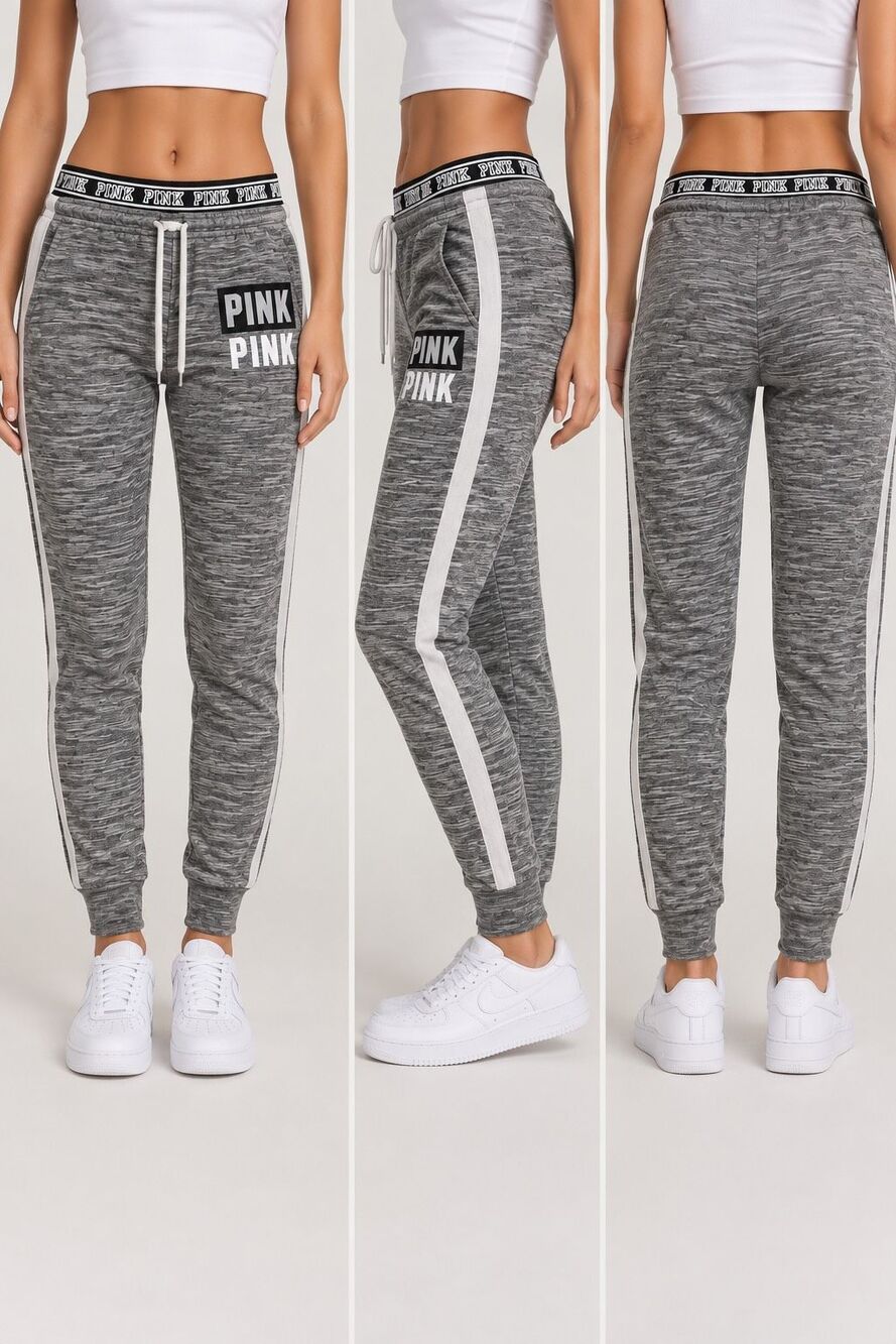 PINK Victoria’s Secret XS Gray Skinny Joggers Logo Track Pants Y2K